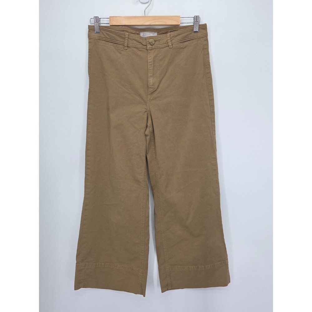 Everlane Lightweight Wide Leg Crop Chino Pants Womens 8 Dark Khaki Stretch